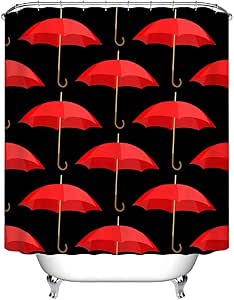 YEDL Sombrillas Rojas Cortinas de Ducha Personalizadas Negras Cortina