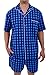 Alexander Del Rossa Mens Cotton Pajamas, Short Button-Down Woven Pj Set, Large Blue Block Plaid (A0697R10LG)