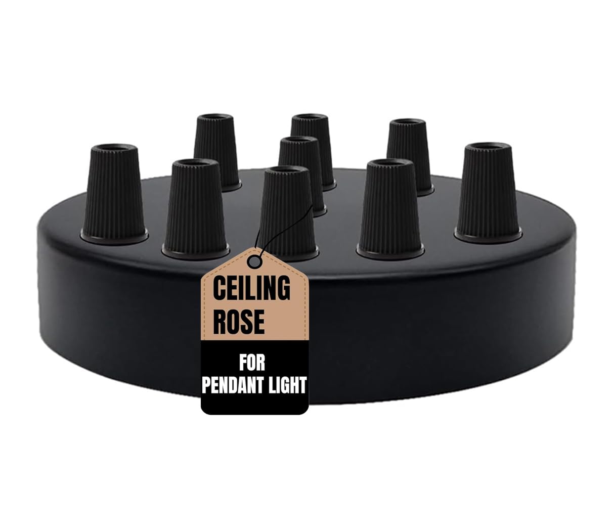 LEDSone 9 Point Black Ceiling Rose Pendant Light Fitting 120mm Metal Cover Plate Canopy Kit with Accessories for Chandeliers Hanging Lamps Industrial Ceiling Lights