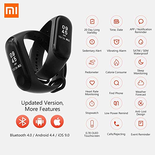 IDS Home Xiaomi Mi Band 3 Smart Bracelet Fitness Tracker 0.78 OLED Display Heart Rate Monitor Pedometer for iPhone/Android Phones