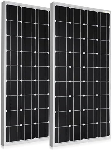 PowerECO 2PCS 100W 12Volts Mono Solar Panel, 2 Pack 100W Photovoltaic Panel for 12 Voltage Battery Charging ,Compact Design (200W）