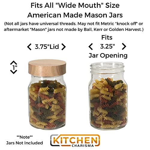 Wooden Mason Jar Lids 4 Mason Jar Lids Wide Mouth (Rubberwood) Custom Molded Screw Top Mason