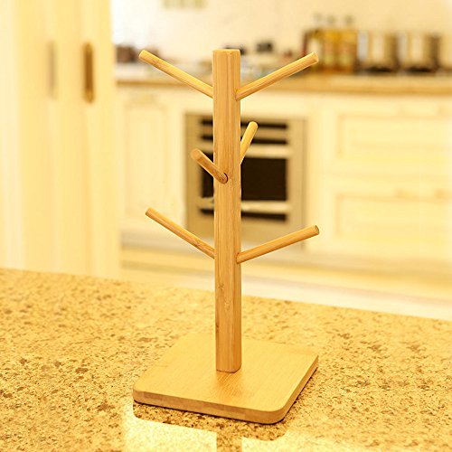 Cuteadoy Mug Rack Tree, Removable Bamboo Mug Stand, Storage Coffee Tea