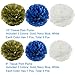 Wcaro White Navy Blue Gold 8inch 10inch Tissue Paper Pom Pom Paper Flowers Paper Honeycomb Paper Lanterns for Navy Blue Themed Party,Party Decoration Bridal Shower Decor Baby Shower Decoration