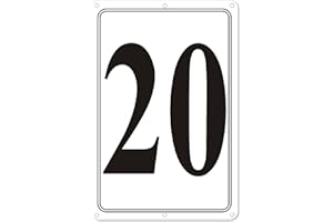 i-CowFun Premium Aluminum Number Signs 20, Metal 12" X 8" Numbered Signs Outdoor for Parking Lots, Floor, Dock, Court, Aisle, Field, High Visibility, No Fade, Weather-resistant