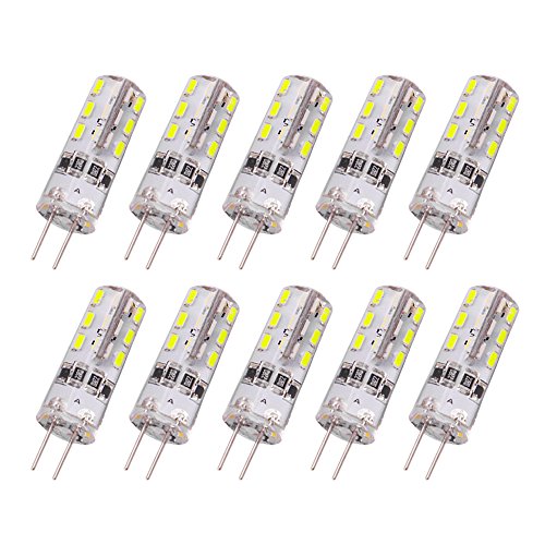 Rayhoo 10pcs G4 Base 24 LED Light Bulb Lamp 1.5 Watt DC 12V White Undimmable Equivalent to 10W T3 Halogen Track Bulb Replacement 360° Beam Angle(Only DC 12V)