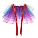 Women Girls Layered Rainbow Tutu Skirt with Adjustable Ribbon for Dancing Banquet Carnival Cosplay Party and Celebration, Costume One Size