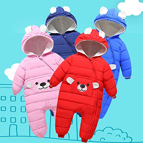 famuka Baby Boys and Girls Snowsuit Toddler Bear One-Piece Outerwear Coat (Pink, 18-24 Months)