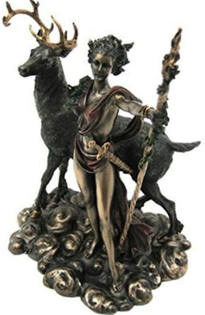 Ky & Co YK Greek Hunt Goddess Diana with Deer Antler Figurine Statue Mount Olympus Artemis