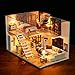 WYD DIY Loft Apartments Wooden Dollhouse Miniature Dolls House LED Lights Assembly Kit 3D Puzzle Crafts Toy Creative Children Birthday Gifts