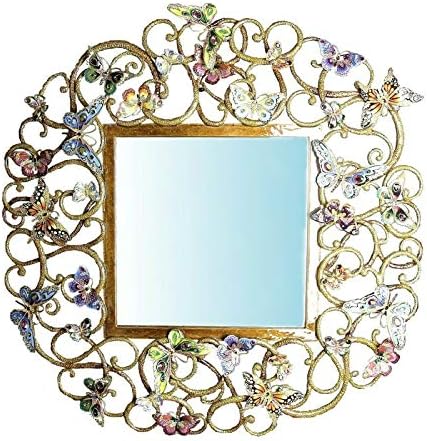 Jay STRONGWATER 32" Diameter Butterflies Scroll Wall Mirror