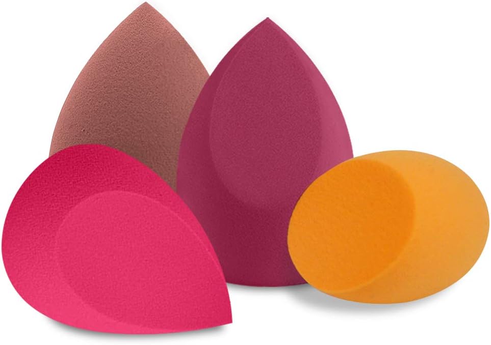 BAIMEI 4Pcs Makeup Sponge Blender Set, Multi-shape Blending Sponges for Dry & Wet Use, Multi-color Foundation, Blush Beauty Sponges