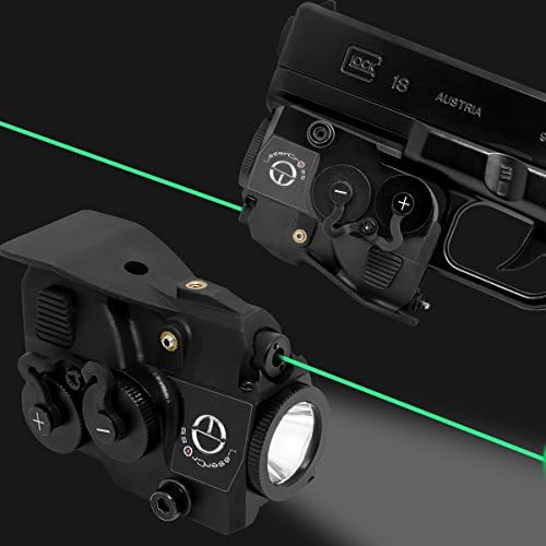 Lasercross Tactical Compact Green Dot Laser Sight,LED Flashlight Combo with 20mm Rail Picatinny On/Off Switch for Air Pistol,Airgun,Modem Semi-automatic Pistols,Handgun,Shotguns,Rifle etc (2 in 2)
