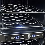 AKDY 12 Bottles Dual Zone Reversible Freestanding Thermoelectric Wine Cooler Cleear