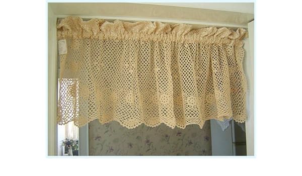 Amazon Com Vintage Hand Crochet Lace Cotton Cafe Curtain Valance