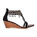 Carol Shoes Fashion Women's Tassels Zipper Chains Beaded T-straps Bohemian Style High Heel Wedges Sandals