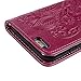 For iPhone 6 Case, iPhone 6S Wallet Case, Premium Soft PU Leather Notebook Cover Embossed Totem Flower Design Case Kickstand Function Card Holder and ID Slot Slim Flip Protective Skin Shell, Rose