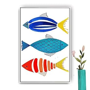Abstract Color Tropical Fish - Framed Canvas