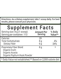 Suplemento en polvo orgánico triple prebiótico de fibra dietética para la salud digestiva, 2 libras...