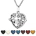 Top Plaza Aromatherapy Essential Oil Diffuser Necklace Antique Silver Heart Shape Locket Pendant With 7 Dyed Lava Rock Stone(Hollow Cross)