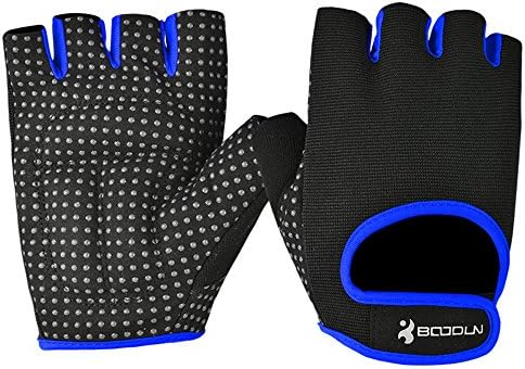 NIUEIMEE Cycling Bike Bicycle Motorcycle Shockproof Outdoor Sports Half Finger Short Gloves (Blue, L)