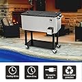VINGLI 80 Quart Rolling Ice Chest, Portable Patio Party Bar Drink Cooler Cart, with Shelf, Beverage Pool with Bottle Opener
