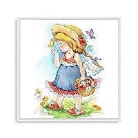 Framed Canvas Wall Art Cartoon Pattern Canvas Prints Home Artwork Decoration for Children's Room,Bedroom - 16x16 inches