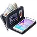 Galaxy Note 5 Case, TabPow Wave Zipper Cash Slot Series - [Card Slots][Button Closure] Flip PU Leather Wallet Case Cover with Detachable Magnetic Hard Case for Samsung Galaxy Note 5, Black