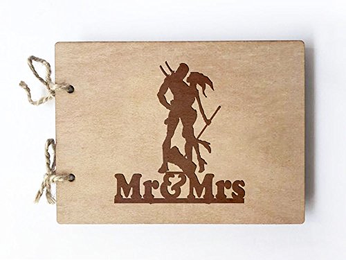 Wedding Guest book (wood) - notebook - Harley Quinn & Deadpool