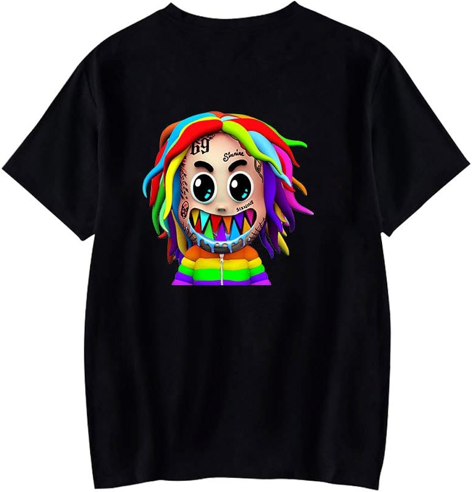 6ix9ine T Shirt Hip Hop Rapper Short Sleeve Summer T Shirts Sixnine 69 Fashion Wild Colour Matching New Casual Crew Neck T Shirt Men And Women Amazon De Bekleidung