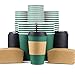 Glowcoast Disposable Coffee Cups With Lids - 16 oz To Go Coffee Cup (90 Pack). Large Travel Cups Hold Shape With Hot and Cold Drinks, No Leaks! Paper Cups with Insulated Sleeves Protect Fingers!