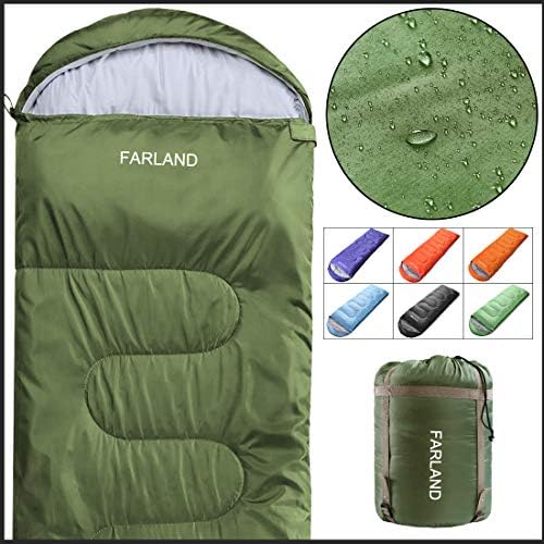 Envelope Sleeping Bag For Adults Teens Kid With Compression Sack 70 60 50 40 30 20 Degrees ℉ Available Portable and Lightweight for 3-4 Season Camping, Hiking,Waterproof, Backpacking and Outdoors