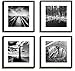 4Pcs x Black and White Famous Building Motivational Office Picture Photo Wood Black Frame Safe Lighter Plexiglass + White Mat Wall Modern Art Girl Gift Coffee Room Hall Deco 12x12
