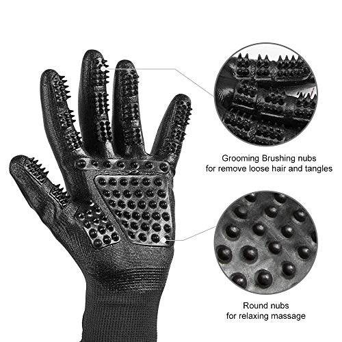 AStar Pet Grooming Gloves, Upgrade Version for Cats/Dogs/Horses,Perfect Deshedding Hair Remover Brush for Shedding,Massaging,Grooming with Both Long&Short Fur(1 Pair for Both Hand)