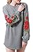 Zevrez Women's Casual Tunic Pullover Floral Long Sleeve Crewneck Sweatshirt Grey Dress