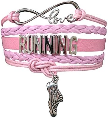 Running Gifts- Runner Bracelet, Running Jewelry, Adjustable Running Charm Bracelet- Perfect Cross Country, Track, Marathon Gifts (b)