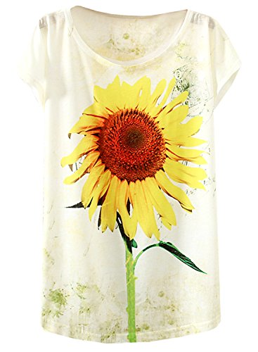 Futurino women s sunflowers print drop sleeve pullover …