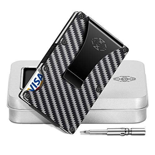 PESTON Minimalist Carbon Fiber Wallet and Money Clip RFID Blocking Card Holder - Thumbnail 7