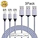 Winage 3Pack 6FT Ultra Long Nylon Braided iPhone Charging Cable USB Cord Charger for iPhone SE / 6s / 6 /6 Plus/ 6s Plus / 7/ 7Plus / 5s / 5c / 5 / iPad Air/ Mini / iPod Nano / Touch ( White )