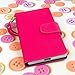 MPERO Nokia Lumia 730 / 735 Wallet Case, [Flex Flip] Cover with Card Slots and Wrist Strap (Hot Pink / Navy)