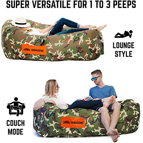 Chillbo SHWAGGINS 2.0 Best Inflatable Lounger Portable Hammock Air Sofa and Camping Chair Inflatable Couch Beach Chair Camping Accessories for Picnics & Festivals
