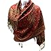 SILVERFEVER Silver Fever Pashmina - Jacquard Paisley Shawl - Stylish Scarf - Double Sided Wrap (Wine/Rust)