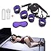 Bed Restraints Kit Under Bed Bondage Eye Mask Blindfolds Soft Wrist and Ankle Handcuffs with Restraint Straps Rope for Couples Sex（Purple）