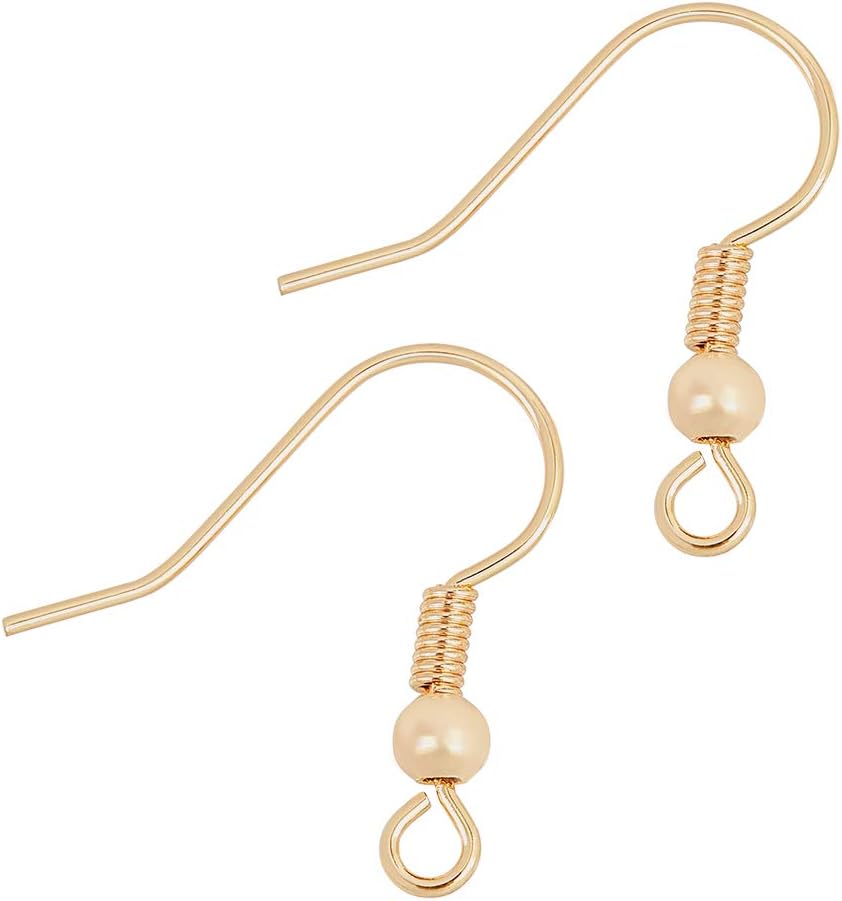 BENECREAT 100pcs 18K Gold Plated French Earring Hooks with Ball Dangle Findings for DIY Earring Making 18x18x0.7mm
