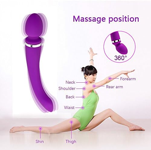 Multi-Functional Wireless Wand Massager with Two Motors Handheld Waterproof Electric Massager Wand for Back Neck Shoulder Legs Massage,Dual Side 10 Vibration Modes (Purple)