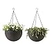 Keter Resin Rattan Set of 2 Round Hanging Planter Baskets for Indoor and Outdoor Plants-Perfect for Porches and Patio Decor, Espresso Brown primary