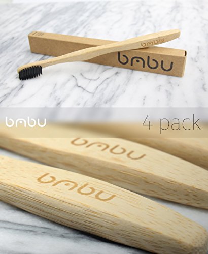 image for bmbu Bamboo Toothbrush Charcoal Bristles - Multi-Pack Made with Activa