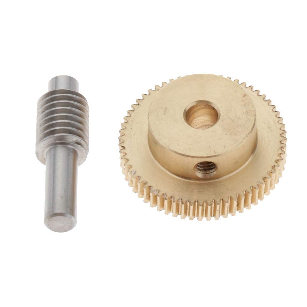 D DOLITY 60T Brass Worm Gear Wheel + 5mm Hole Diameter Worm Gear Shaft