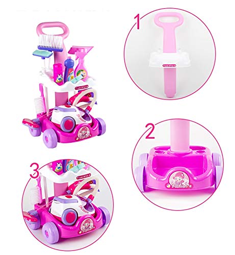 carrito de limpieza con aspirador de juguete