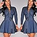MOMTUESDAYS2 Women's Long Sleeve A-line High-Low Denim Casual Dress Cowboy Jumpsuit